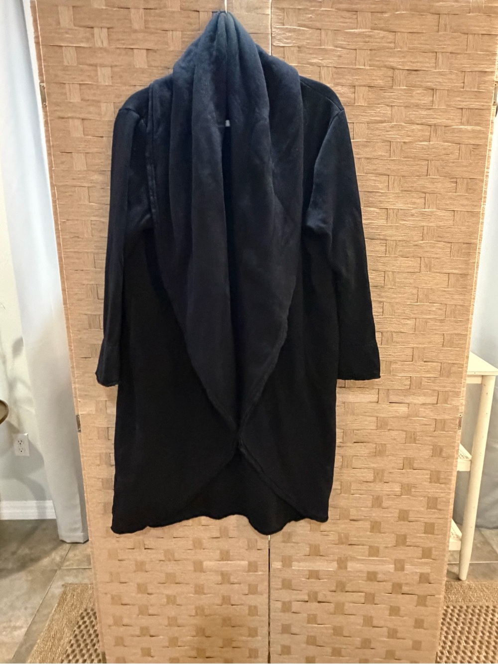 BRYN WALKER Black Draped Open Front Coat Size Small Oversized Lagenlook - Picture 5 of 7